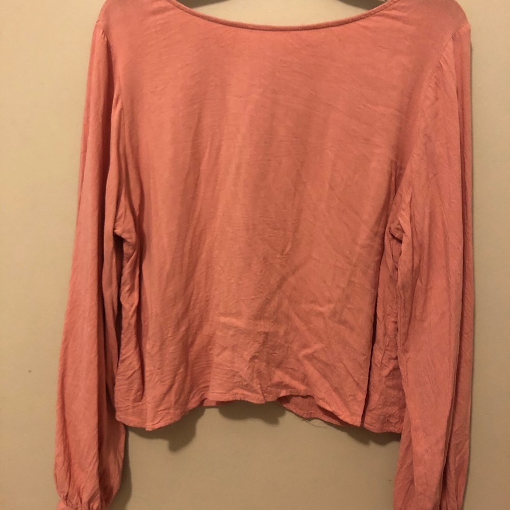 Long Sleeve Pink Cropped Shirt